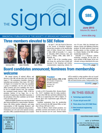 BIMONTHLY PUBLICATION OF THE SOCIETY OF BROADCAST ENGINEERS Sbe .