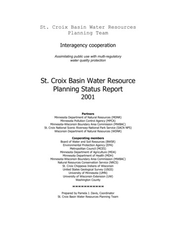 St. Croix Basin Water Resource Planning Status Report 2001