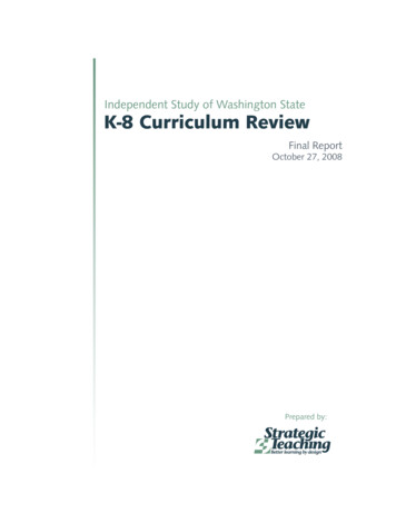 Independent Study Of Washington State K-8 Curriculum Review - Mathematics
