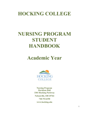 HOCKING COLLEGE NURSING PROGRAM STUDENT HANDBOOK Academic Year