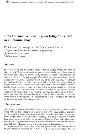 Effect Anodized Coatings On Fatigue Strength In Aluminum Alloy