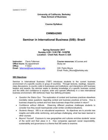Seminar In International Business (SIB): Brazil