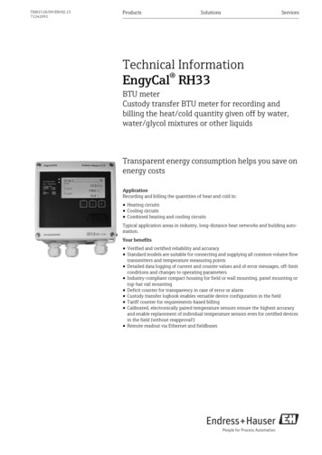 Technical Information EngyCal RH33 - Endress Hauser