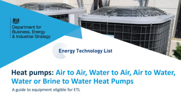 Heat Pumps: Air To Air, Water To Air, Air To Water, Water Or . - GOV.UK