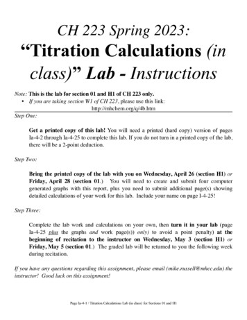 CH 223 Spring 2023: Titration Calculations (in Class) Lab - MhChem