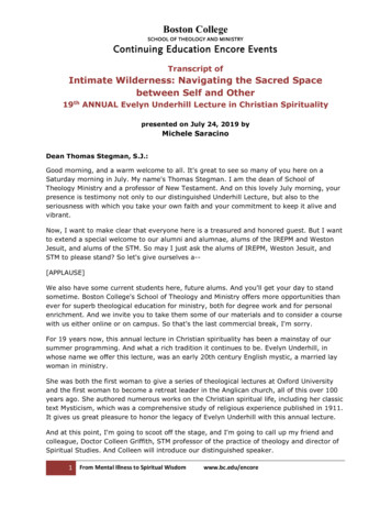 Transcript Of Intimate Wilderness - Boston College