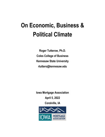 On Economic, Business & Political Climate - Iowa Mortgage Association