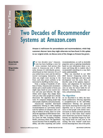 Two Decades Of Recommender Systems At Amazon