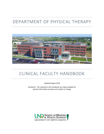 DEPARTMENT OF PHYSICAL THERAPY - University Of North Dakota