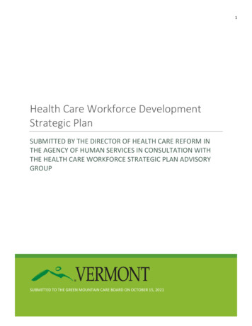Health Care Workforce Development Strategic Plan - Vermont