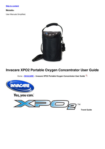 Invacare XPO2 Portable Oxygen Concentrator User Guide - Manuals 