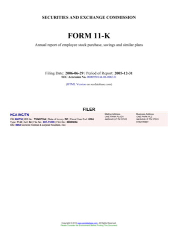 HCA INC/TN (Form: 11-K, Filing Date: 06/29/2006)