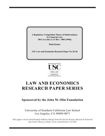 Law And Economics Research Paper Series