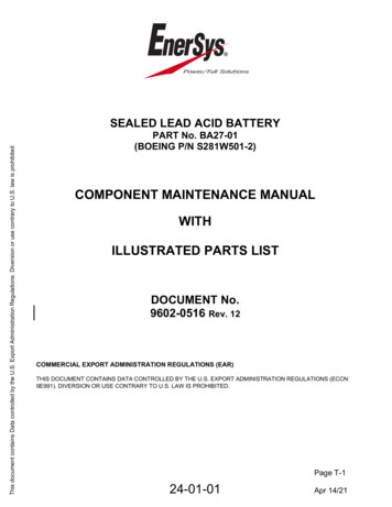 COMPONENT MAINTENANCE MANUAL WITH ILLUSTRATED PARTS LIST - EnerSys