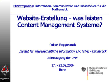 Was Leisten Content Management Systeme? - Uni-bonn.de