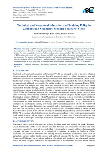 Technical And Vocational Education And Training Policy In Zimbabwean .