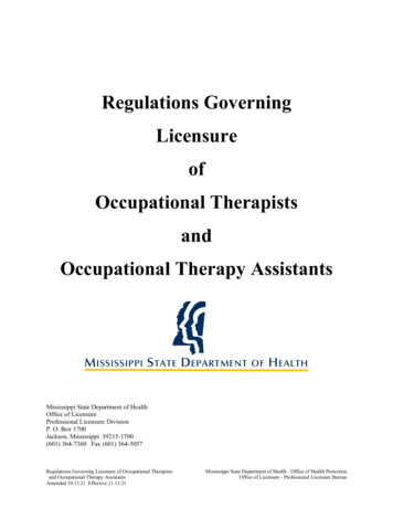 Regulations Governing Licensure Of Occupational Therapists And .