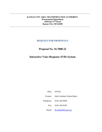 Proposal No. 16-7008-22 Interactive Voice Response (IVR) System - KCATA