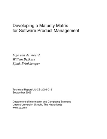 Developing A Maturity Matrix For Software Product Management