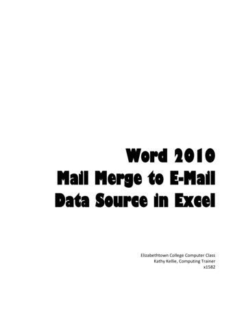 Word 2010 Mail Merge To E-Mail Data Source In Excel