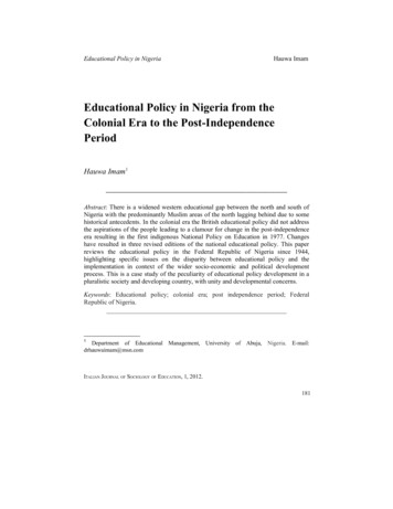Educational Policy In Nigeria From The Colonial Era To The Post .