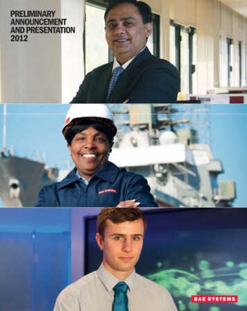 PRELIMINARY ANNOUNCEMENT AND PRESENTATION 2012 - BAE Systems