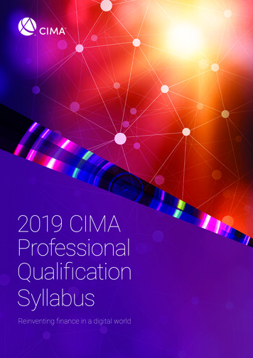 2019 CIMA Professional Qualification Syllabus