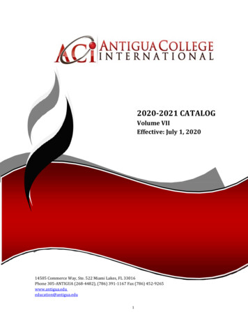 2020-2021 Catalog Volume VII V2020 -TitleIV - Antigua.edu