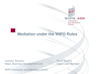 Mediation Under The WIPO Rules