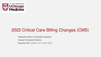 2022 Critical Care Billing Changes (CMS) - University Of Chicago
