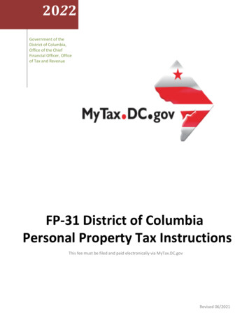 FP-31 District Of Columbia Personal Property Tax Instructions