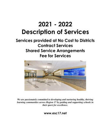 2021 - 2022 Description Of Services - Region 17 ESC
