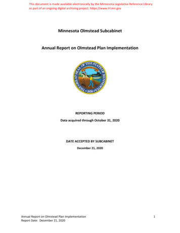2020 Annual Report On Olmstead Plan Implementation - Minnesota