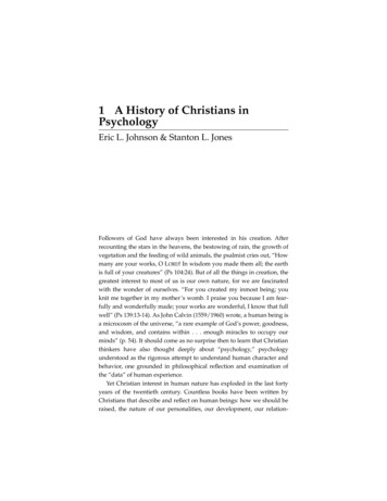1 A History Of Christians In Psychology - InterVarsity Press