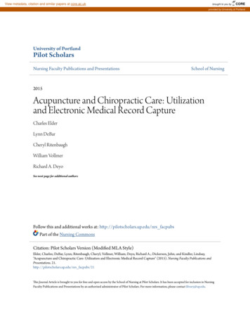 Acupuncture And Chiropractic Care: Utilization And Electronic Medical .