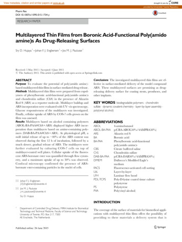 MultilayeredThinFilmsfromBoronicAcid-FunctionalPoly(amido Amine . - CORE