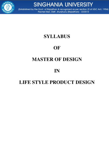 Syllabus Of Master Of Design In Life Style Product Design