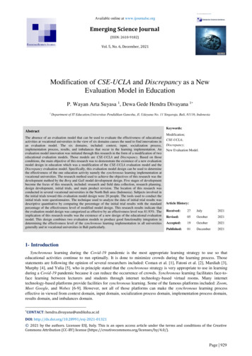 Modification Of CSE-UCLA And Discrepancy As A New Evaluation Model In .