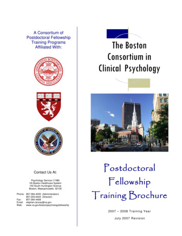 A Consortium Of Training Programs Affiliated With: The Boston .