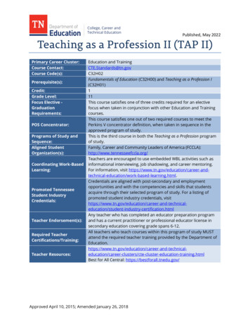 Teaching As A Profession II (TAP II) - Tn.gov