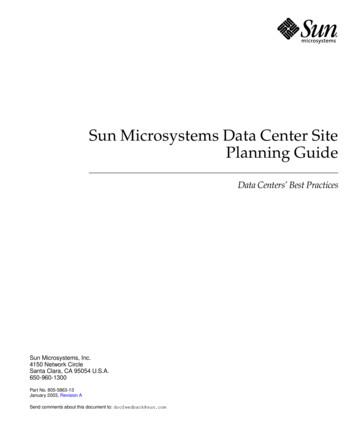Sun Microsystems Data Center Site Planning Guide
