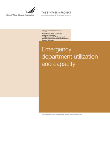 Emergency Department Utilization And Capacity - Rutgers