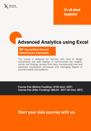 Advanced Analytics Using Excel - Xaltius Academy