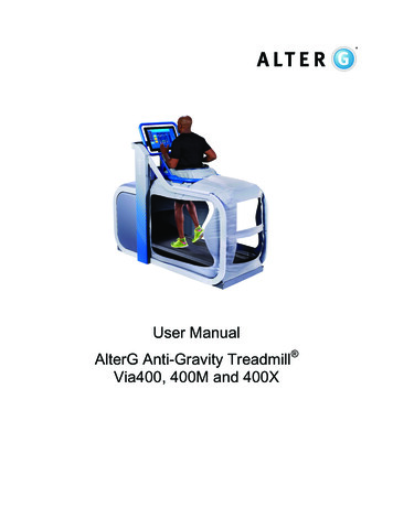 User Manual AlterG Anti-Gravity Treadmill Via400, 400M And 400X