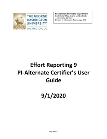 Effort Reporting 9 PI-Alternate Certifier's User Guide 9/1/2020