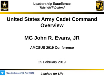 United States Army Cadet Command Overview MG John R. Evans, JR