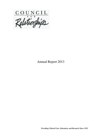 Annual Report 2013 - Council For Relationships