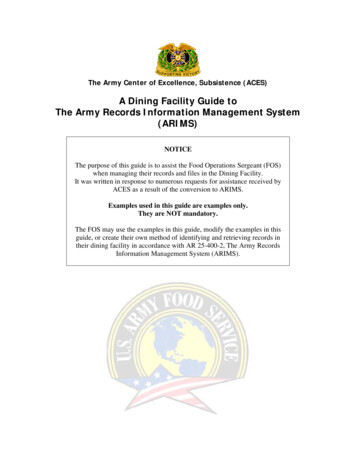 A Dining Facility Guide To The Army Records Information Management .