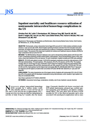 Inpatient Mortality And Healthcare Resource Utilization Of . - Jns