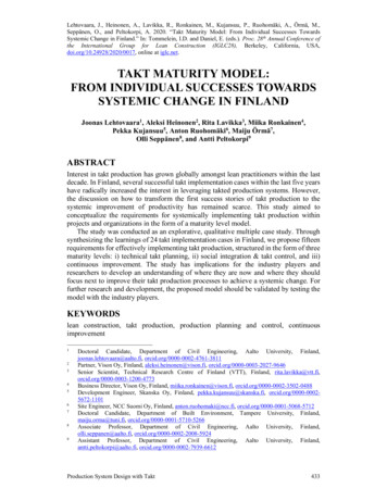 Takt Maturity Model: From Individual Successes Towards Systemic Change .